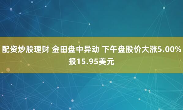 配资炒股理财 金田盘中异动 下午盘股价大涨5.00%报15.95美元