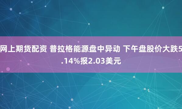 网上期货配资 普拉格能源盘中异动 下午盘股价大跌5.14%报2.03美元