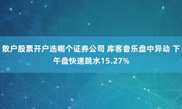 散户股票开户选哪个证券公司 库客音乐盘中异动 下午盘快速跳水15.27%