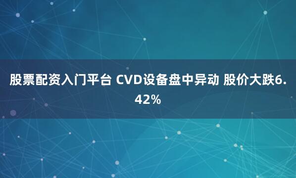 股票配资入门平台 CVD设备盘中异动 股价大跌6.42%